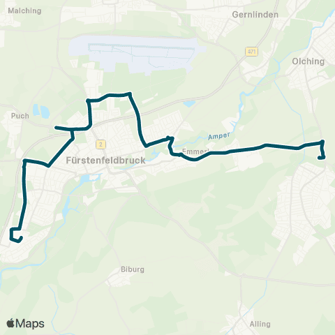 Die Münchner VerkehrsVerbund  Buchenau - Fürstenfeldbruck, Fliegerhorst - Eichenau Nord map