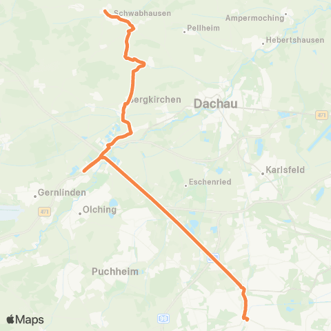 Die Münchner VerkehrsVerbund  Pasing - Geiselbullach - Bergkirchen / GADA - Bachern - Schwabhausen map
