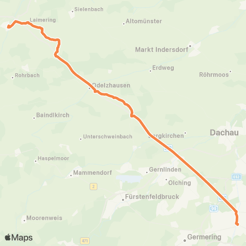 Die Münchner VerkehrsVerbund  Dasing - Adelzhausen - Odelzhausen - Sulzemoos - Pasing map