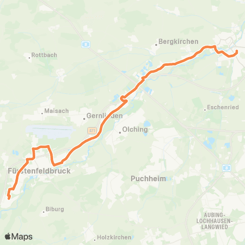 Die Münchner VerkehrsVerbund  Buchenau - Esting - Dachau map