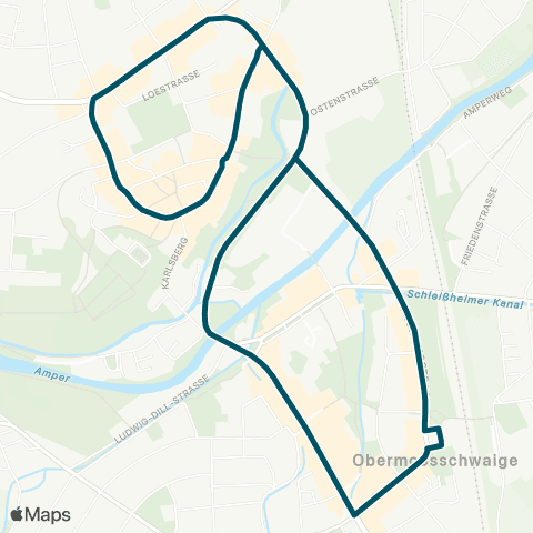 Die Münchner VerkehrsVerbund  Dachau - Festwiese - Rathaus - Frühlingstraße - Dachau map