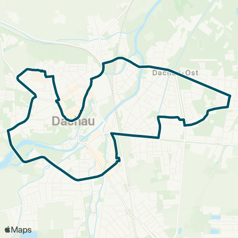 Die Münchner VerkehrsVerbund  Dachau - Landratsamt - Klinikum - Rathaus - Dachau map