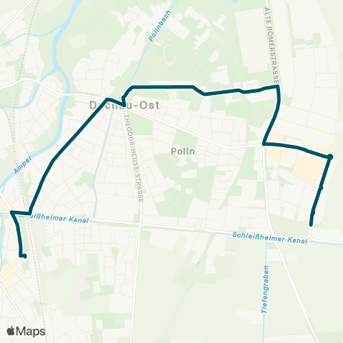 Die Münchner VerkehrsVerbund  Dachau - KZ-Gedenkstätte - Saubachsiedlung map