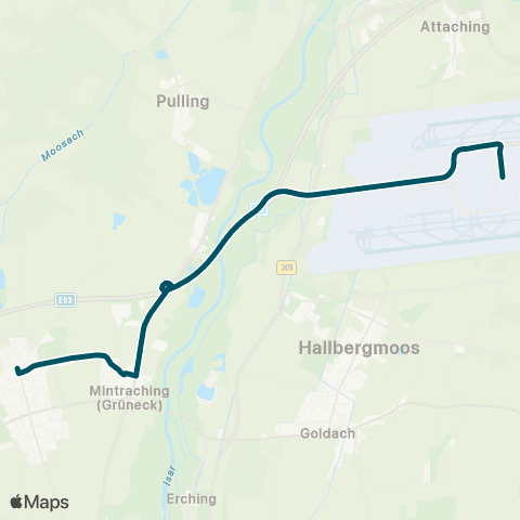 Die Münchner VerkehrsVerbund  Neufahrn - Flughafen / Airport Schienenersatzverkehr S1 map