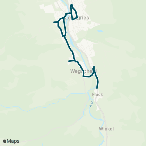 Die Münchner VerkehrsVerbund  SkiBus Lenggries (vormittags) Lenggries - Brauneckbahn - Draxl - / Jaudenlifte - Lenggries map