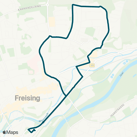 Die Münchner VerkehrsVerbund  Freising - Landratsamt - Asamstraße - Klinikum Ost - Freising map
