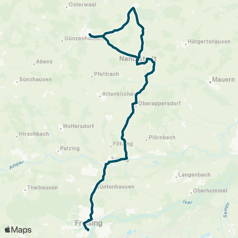 Die Münchner VerkehrsVerbund  Freising - Attenkirchen - Au - Rudelzhausen - Mainburg map