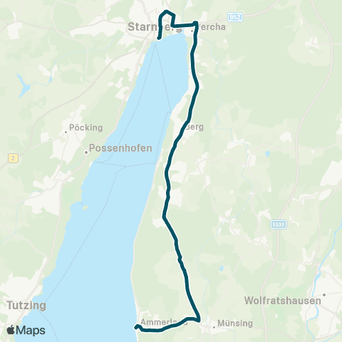 Die Münchner VerkehrsVerbund  Ammerland - Münsing - Starnberg map