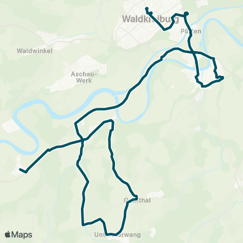 Die Münchner VerkehrsVerbund  Taufkirchen - / Waldkraiburg - Kraiburg - Gars Bf - Gars map