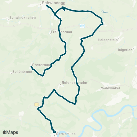 Die Münchner VerkehrsVerbund  Oberornau - Schwindegg - Thambach - Gars map