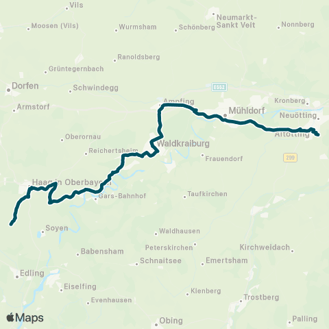 Die Münchner VerkehrsVerbund  Freimehring - Gars - Waldkraiburg - Ampfing - Mühldorf ( - Altötting) map