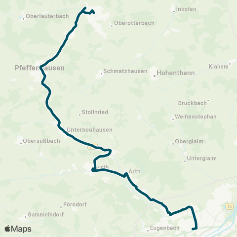 Die Münchner VerkehrsVerbund  Landshut Hbf - Altdorf - Furth - Weihmichl - Pfeffenhausen - Rottenburg map