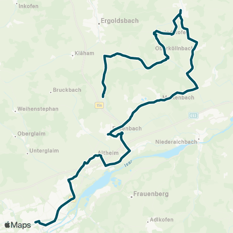 Die Münchner VerkehrsVerbund  Landshut - Ergolding - Essenbach - Bayerbach - Paindlkofen - Unterunsbach map