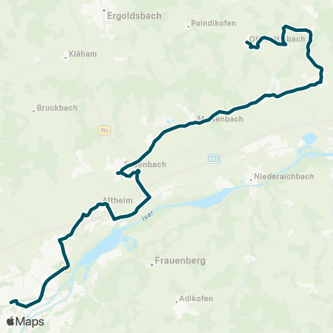 Die Münchner VerkehrsVerbund  Landshut - Ergolding - Altheim - Ohu - Essenbach - Postau - Weng - Oberköllnbach map