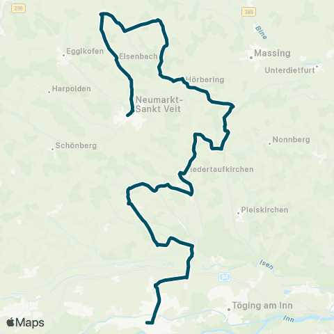 Die Münchner VerkehrsVerbund  Neumarkt-St. Veit - Niederbergkirchen - Mühldorf map
