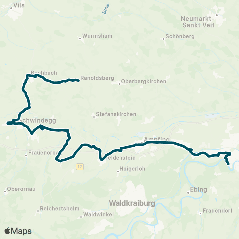 Die Münchner VerkehrsVerbund  Ranoldsberg - Buchbach - Schwindegg - Ampfing - Mühldorf map
