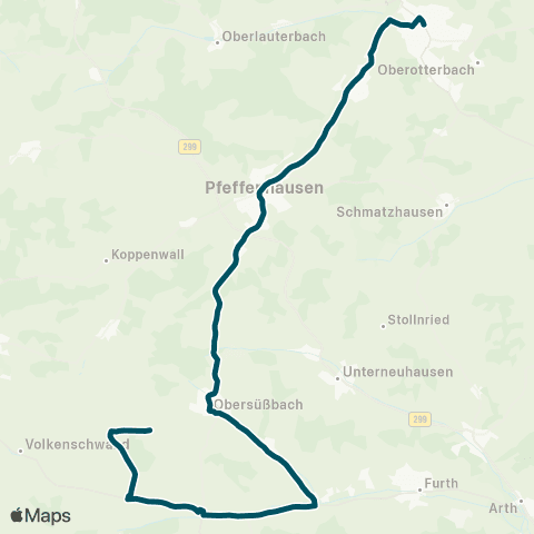 Die Münchner VerkehrsVerbund  Traich - Obersüßbach - Pfeffenhausen - Rottenburg map