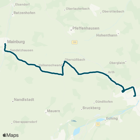 Die Münchner VerkehrsVerbund  Landshut Hbf - Altdorf - Furth - Obersüßbach ( - Volkenschwand - Mainburg) map