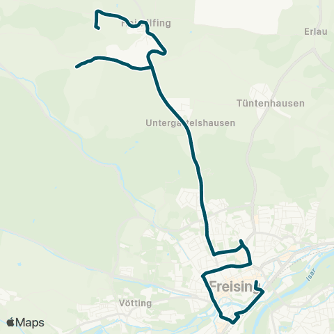 Die Münchner VerkehrsVerbund  Freising - Pettenbrunn - Itzling - Haindlfing - Garten map