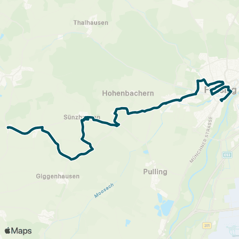 Die Münchner VerkehrsVerbund  Freising - Sünzhausen - Pallhausen map