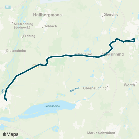 Die Münchner VerkehrsVerbund  Erding - Klinikum - Neuer Friedhof (Therme) - Moosinning - Ismaning map