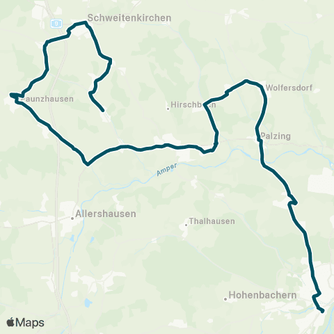 Die Münchner VerkehrsVerbund  Schweitenkirchen / Paunzhausen - Kirchdorf - Wolfersdorf - Freising map
