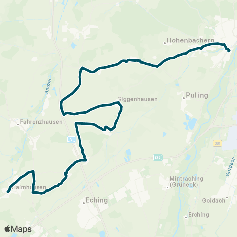 Die Münchner VerkehrsVerbund  Freising - Massenhausen / Hetzenhausen - Deutenhausen / Haimhausen map