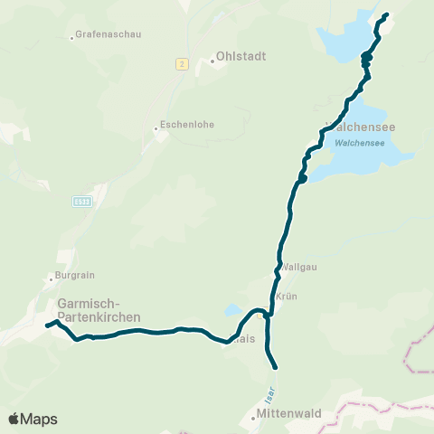 Die Münchner VerkehrsVerbund  Garmisch-Partenkirchen - Mittenwald - Wallgau - Walchensee - Kochel map