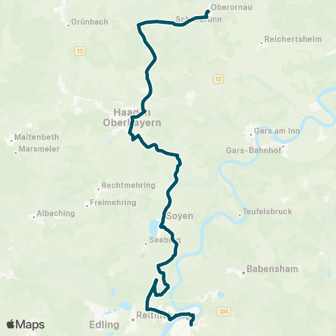 Die Münchner VerkehrsVerbund  Wasserburg - Soyen - Haag - Maitenbeth / Oberornau map