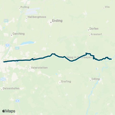 Die Münchner VerkehrsVerbund  Gars - Haag - Hohenlinden - Forstinning - Max-Weber-Platz map