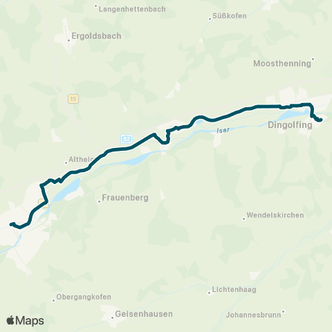 Die Münchner VerkehrsVerbund  Landshut Hbf - Ahrain - Wörth ( - Dingolfing) map