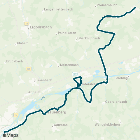 Die Münchner VerkehrsVerbund  (Mengkofen - ) Weng - Niederviehbach - Niederaichbach - Wolfsbach - Landshut map