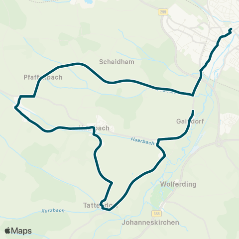 Die Münchner VerkehrsVerbund  Stadtverkehr Vilsbiburg: Linie 3 Hörasdorf - Frauensattling - Vilsbiburg map