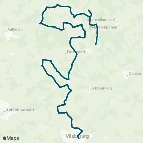 Die Münchner VerkehrsVerbund  Hub - Oberaichbach - Kirchberg - Dietelskirchen - Vilsbiburg map