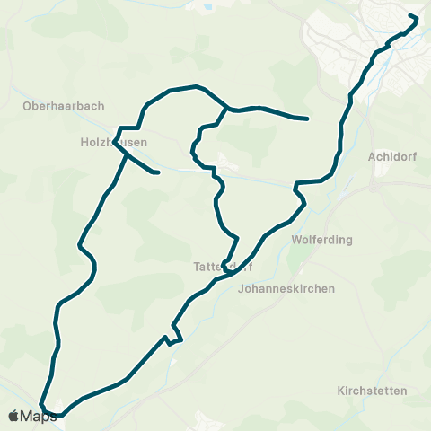 Die Münchner VerkehrsVerbund  Vilsbiburg - Obervilslern - Holzhausen - Gaindorf - Vilsbiburg map