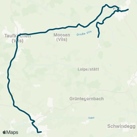Die Münchner VerkehrsVerbund  Velden - Jettenstetten - Moosen - Taufkirchen (Vils) - Dorfen, Bahnhof map