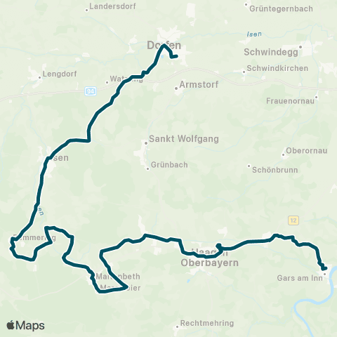Die Münchner VerkehrsVerbund  Dorfen - Isen - Winden - Ramsau - Gars map