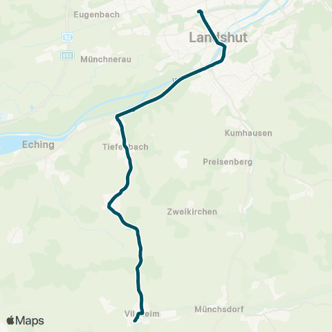 Die Münchner VerkehrsVerbund  Vilsheim - Ast - Tiefenbach - Landshut map