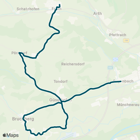 Die Münchner VerkehrsVerbund  Altdorf - Bruckberg - Bruckbergerau - Gündlkofen - Furth map