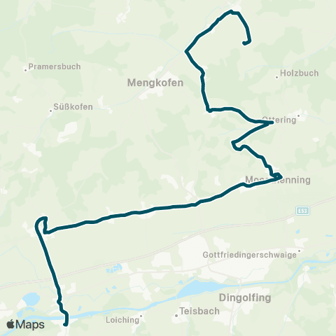 Die Münchner VerkehrsVerbund  (Oberhütt - Ottering - Moostheninng - ) Weng - Abzw. Moosberg ( - Niederviehbach) map