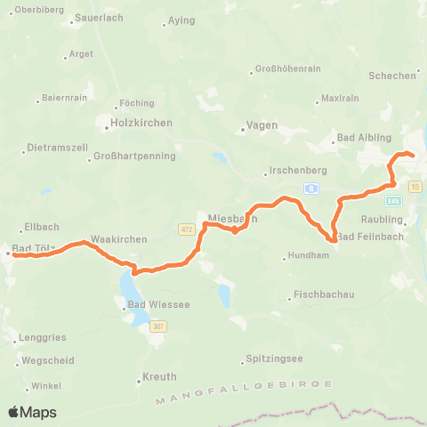 Die Münchner VerkehrsVerbund  Bad Tölz - Miesbach - Rosenheim map