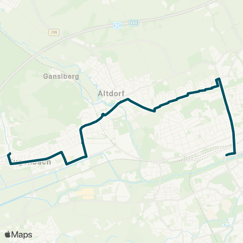 Die Münchner VerkehrsVerbund  Hauptbahnhof - Nördliche Wolfgangsiedlung - Altdorf - Eugenbach map