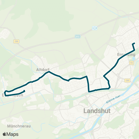 Die Münchner VerkehrsVerbund  Eugenbach - Hauptbahnhof - Realschule Ergolding map
