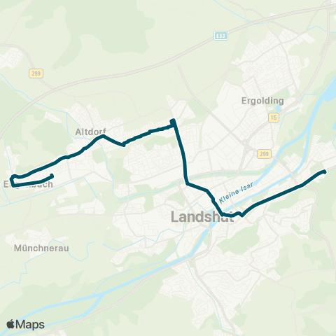 Die Münchner VerkehrsVerbund  Eugenbach - Nördl. Wolfgangsiedlung - Hauptbahnhof - Postplatz - Schulstraße map