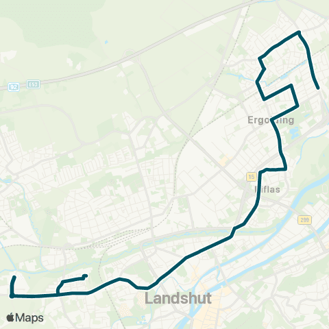 Die Münchner VerkehrsVerbund  HLG - Realschule - Piflas - Ergolding map