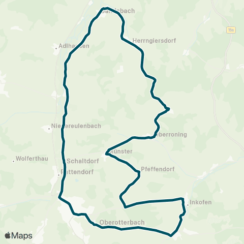 Die Münchner VerkehrsVerbund  (Rottenburg - Herrngiersdorf) - Gebersdorf - Oberroning - Inkofen - Rottenburg map
