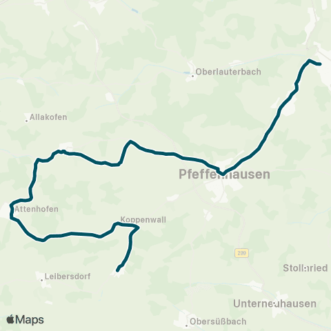 Die Münchner VerkehrsVerbund  (Ebenhausen - ) Walkertshofen - Rainertshausen - Pfeffenhausen - Rottenburg map