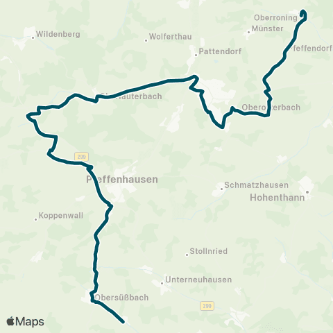 Die Münchner VerkehrsVerbund  Niedersüßbach - Holzhausen - Rottenburg - Oberroning map