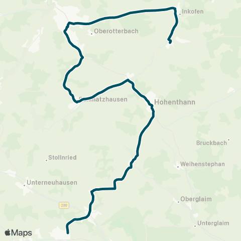 Die Münchner VerkehrsVerbund  Rottenburg - Schmatzhausen - Hohenthann - Grafenhaun - Furth map