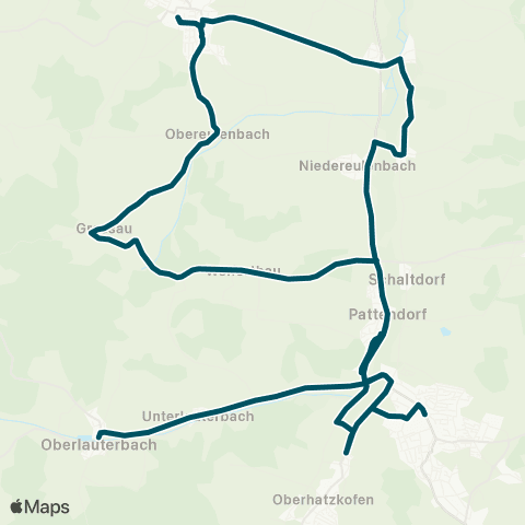 Die Münchner VerkehrsVerbund  Oberlauterbach - Rottenburg - Niedereulenbach - (Rohr) - Rottenburg map